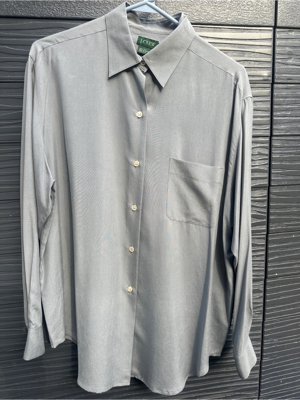 J.Crew 100% Silk Gray Button Front Blouse Women’s Medium